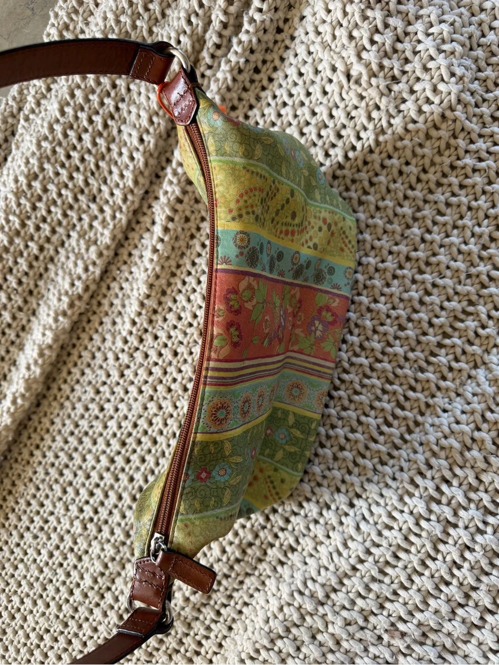 Fossil Multicolor Floral Stripe Shoulder Bag